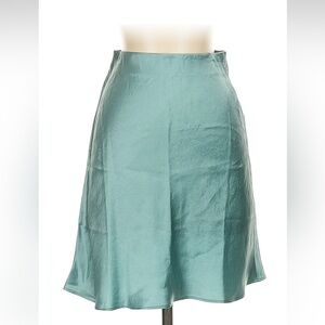 Aritzia Babaton slip satin midi skirt teal